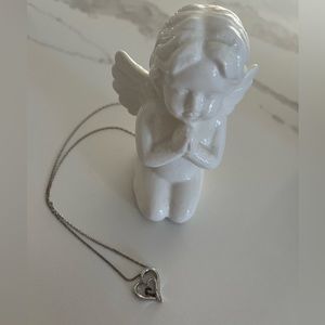 925 Heart black diamond and white diamond pendant necklace